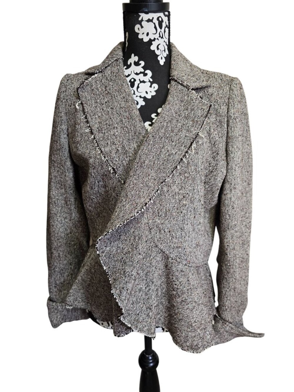 NEW Banana Republic Womens 14 Wool Blend Tweed Blazer Jacket Brown